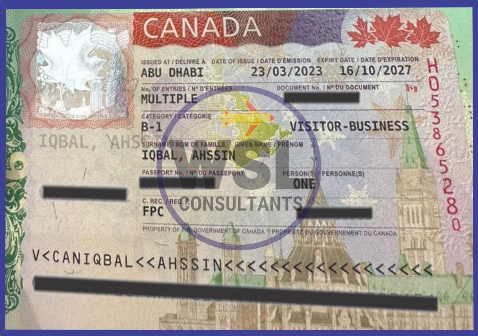 Ahssin Iqbal canada visa