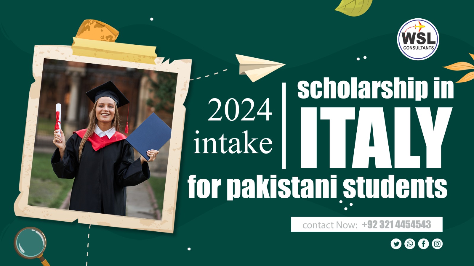 Scholarships in Italy for Pakistani students 2024 Intake WSL Consultants