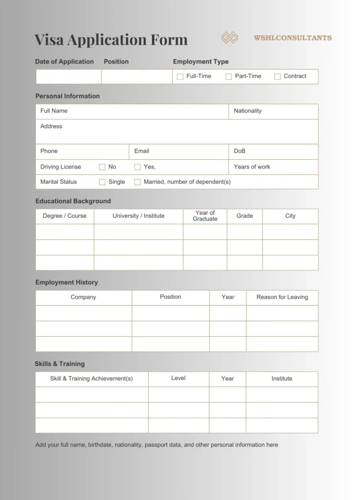 visa Application Form